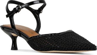 Donald J Pliner Ankle Strap Pointed Toe Kitten Heel Pump in Black at Nordstrom, Size 7.5