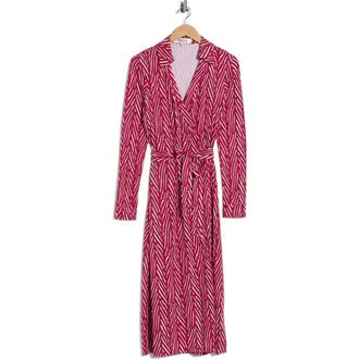 Diane Von F&uuml;rstenberg Abigail Long Sleeve Wrap Dress in Piazza Tiger Mini Beet Pink at Nordstrom Rack, Size Xx-Small