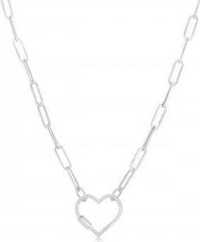 Allurez Paperclip Heart Carabiner Pendant Necklace 14k White Gold