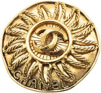 Chanel Spilla CC Sunburst placcata oro 1994