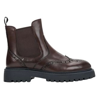 Estro & Luminara Geperforeerde Chelsea Laarzen - Dames - Schoenen - Bruin - Maat: 39 EU Leer