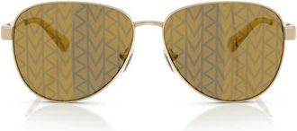 Michael Kors 61mm Biarritz Pilot Sunglasses in Gold /Dark Brown Mono at Nordstrom