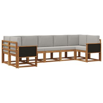 vidaXL Conjunto De Sof&aacute;s De Exterior 7 Pcs Natural Y Gris Claro Vidaxl