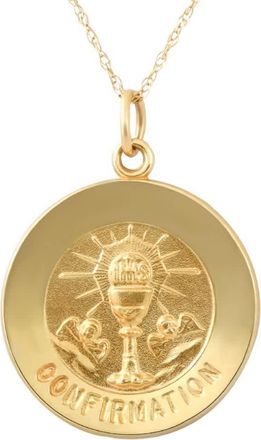 Pompeii3 14k Yellow Gold Confirmation Medal Pendant 1 Tall 2.5 Grams