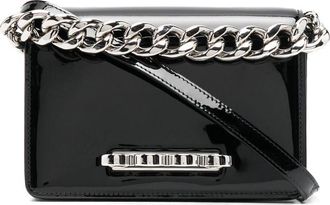 Alexander McQueen Four ring patent-leather tote bag - women - Calf Leather - One Size - Black