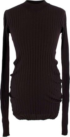 Bottega Veneta Dark Brown Long Sleeve Ribbed Top Size XS