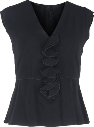 Marc Jacobs Marc Jacobs top met V-hals, ruches en peplum in zwart polyester