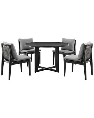Armen Living Cayman Outdoor Patio 5Pc Round Dining Table Set