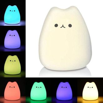 OEM L&aacute;mpara De Noche Led Con Forma De Gato Para Ni&ntilde;os, Port&aacute;til, L&aacute;mpara De Mesita De Noche De Silicona Multicolor Para Beb&eacute;s Y Ni&ntilde;os Peque&ntilde;os, Regalo Ori