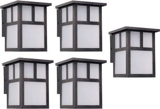 Forlight Osaka (5 unidades) Aplique de Pared Exterior Rústico de Estilo Japonés. Bombilla E27. Lámpara Jardín IP23 Marrón Óxido