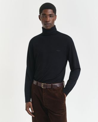 GANT Men Extra Fine Merino Wool Turtleneck Sweater (L) BLACK
