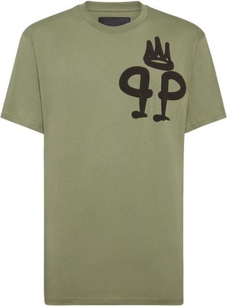 Philipp Plein T-Shirt Ronde Hals King Plein - Heren - T-shirts - Groen - 2XL - Katoen - Tops