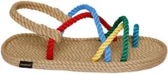 Bohonomad Artisan Touw Enkelband Platte Sandalen - Dames - Sandalen - Veelkleurig - 37 EU - Schoenen