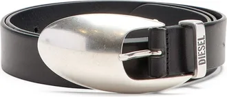 Diesel 3cm leather belt with sculptural buckle - Belts - Man - Black