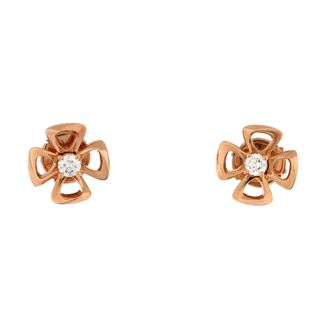 Bulgari Fiorever Stud Earrings 18K Rose Gold with Diamond