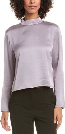 Bella Dahl Mock Neck Button Back Top In Glacier Grey