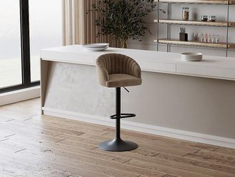 Vente-Unique Sgabello da bar Tessuto e Metallo Beige - Lotto di 2 - DORALIZ