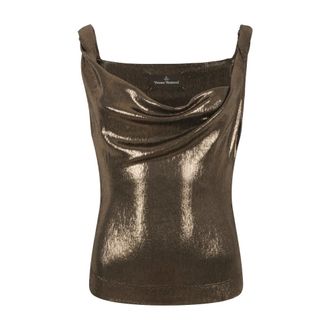 Vivienne Westwood Metallic Draped Top - female - Vivienne Westwood - Sleeveless Tops - Brown - S - Tops