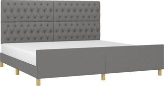 vidaXL Estructura De Cama Con Cabecero Tela Gris Oscuro 200x200 Cm Vidaxl