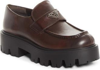 Prada Lug Sole Loafer in Teak at Nordstrom, Size 39.5