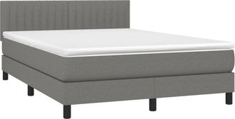 vidaXL Cama Box Spring Con Colch&oacute;n Tela Gris Oscuro 140x190 Cm Vidaxl