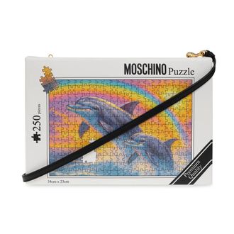 Moschino Puzzle Box Leren Tas - Dames - Tassen - Veelkleurig - Maat: ONE Size Zijde