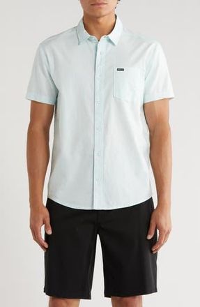 Rvca Douglas Solid Short Sleeve Cotton Button-Up Shirt in Ice at Nordstrom Rack, Size Medium