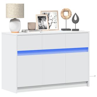 Berkfield Home TV Cabinet with LED White 91x34x61 cm Engineered Wood | Size: 91 x 34 x 61 cm