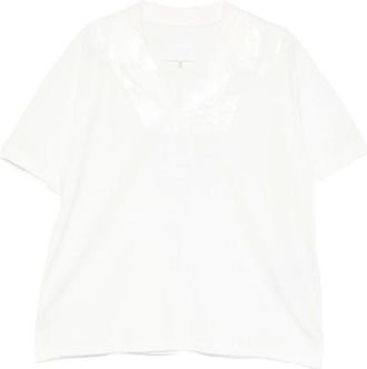 Maison Margiela Tops, Heren, Wit, L, Katoen, Polo shirt met tape