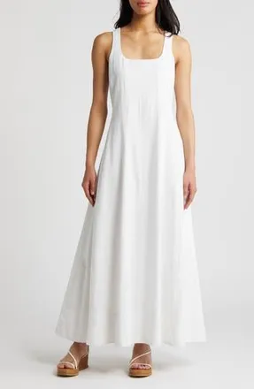 Halogen Linen Blend Maxi Dress in Bright White at Nordstrom Rack, Size Xx-Small