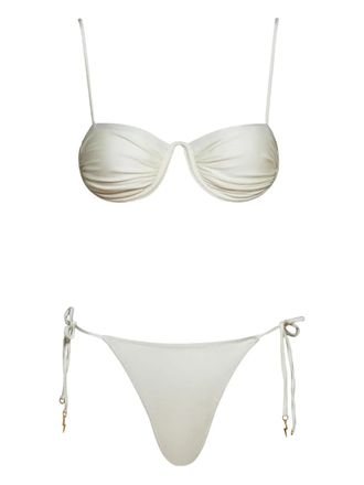 Noire Swimwear Monowire satijnen bikini - Wit