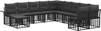vidaXL Conjunto De Sof&aacute;s De Exterior 11 Uds. Negro Y Gris Oscuro Vidaxl