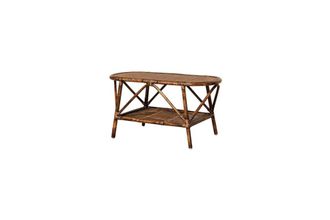 Chehoma Mesa de centro de rat&aacute;n ovalada marr&oacute;n