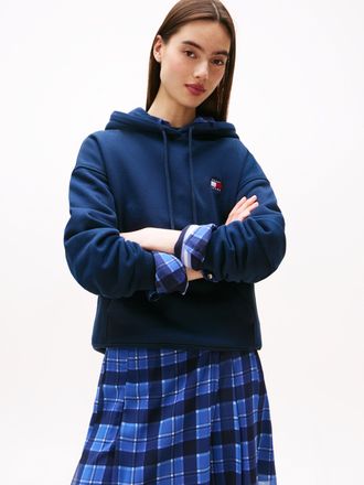 Tommy Jeans Hoodie TOMMY JEANS TJW BXY BADGE HOODIE EXT, Damen, Gr. XXXL(46), blau (schwarz night navy), Sweatware, Obermaterial: 100% Baumwolle, unifarben, beque