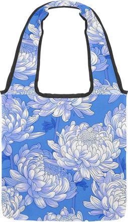 Generic Elegant White Peony Reversible Canvas Shoulder Tote - Double-Sided Print, 12oz Cotton, 27cm Drop, Fold-Flat Bag for Travel, Shopping, Street Outings