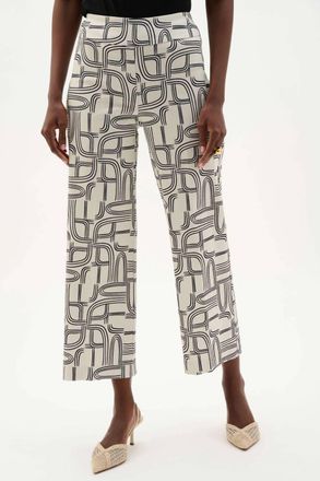 Joseph Ribkoff Millennium Geometric Print Wide Leg Pants In Moonstone/midnight