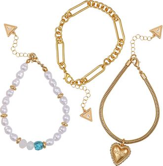 Guess Set of 3 Charm Bracelets in Gold Tone at Nordstrom Rack