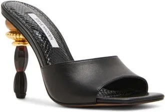 Steve Madden Sia Statement Heel Slide Sandal in Black at Nordstrom, Size 8.5