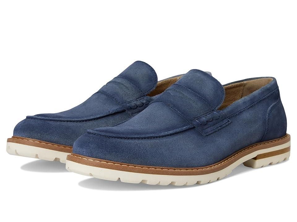 Stacy Adams Colfax Blue Suede Shoes Penny Loafer Slip On White Stitching Men 9 M Stacy Adams Colfax Blue Suede Shoes Penny Loafer Slip On  main image 4