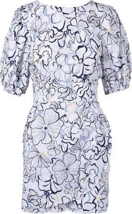 Attic and Barn White/Blue Cotton Graphic Dress