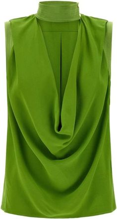 Elisabetta Franchi Viscose Georgette Top - Dames - Blouses - Groen - XL - Leer - Overhemden