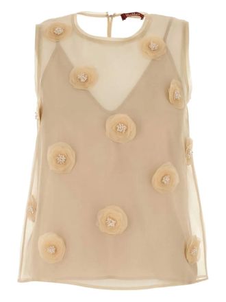 Max Mara Top Achille in organza - Toni neutri