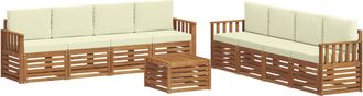 vidaXL Conjunto De Sof&aacute;s De Exterior 9 Uds. Natural Y Crema Vidaxl