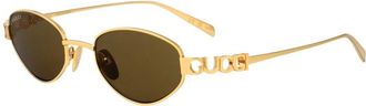 Gucci Ovale Zonnebril - unisex - Zonnebrillen - Geel - 47 MM - Accessoires