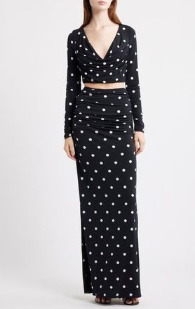 Black Halo Rafaela Two-Piece Crop Top & Maxi Skirt Set in Spotlight at Nordstrom, Size 12