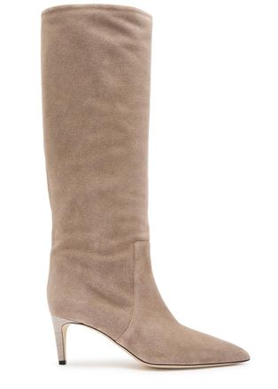 PARIS TEXAS Stiletto 60 Brushed Suede Knee-high Boots - Taupe - 37 (IT37/ UK4)