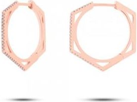 Allurez 0.15ct 14k Rose Gold Diamond Hexagon Earrings