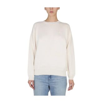 Ballantyne Sweatshirts, female, White, Size: L Ribbed Cross-Neck Sweater