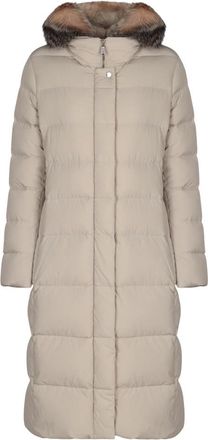Moorer Bontkraag Gewatteerde Donsjas - Dames - Dons jassen - Beige - M - Jassen