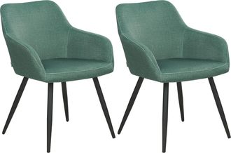 Beliani Beliani - Conjunto De 2 Sillas De Comedor De Estilo Moderno En Color Verde Fabricadas En Terciopelo Con Patas De Metal Casmalia